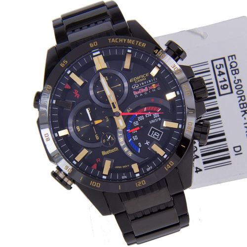 CASIO EDIFICE นาฬิกาข้อมือ นาฬิกากันน้ำ นาฬิกาของแท้ ประกันศูนย์ CMG 1 ปี รุ่น EQB-500RBK-1A นาฬิกาสีดำ
