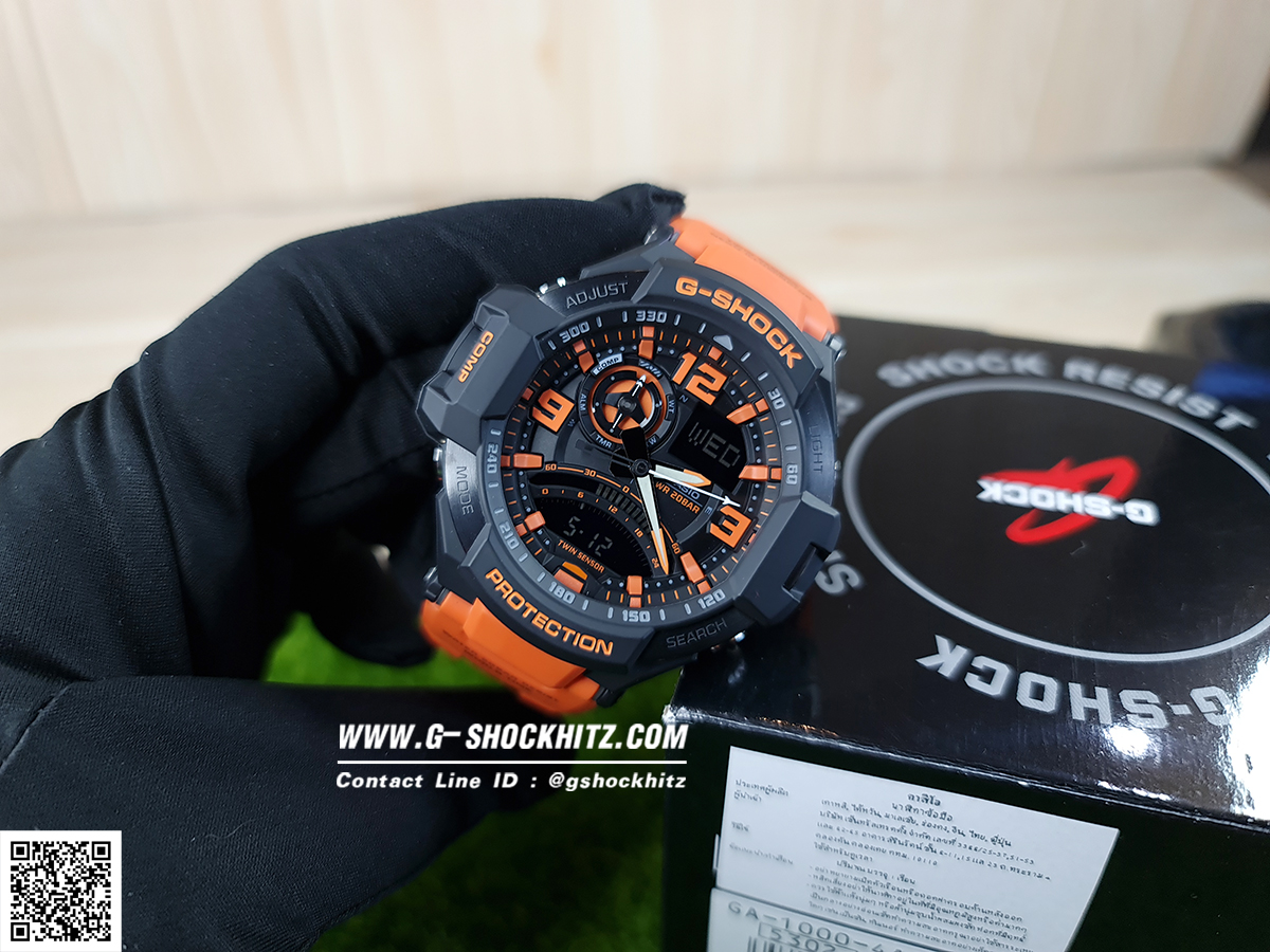 CASIO MID YEAR SALE G-SHOCK นาฬิกาข้อมือ นาฬิกากันน้ำ นาฬิกาของแท้ ประกันศูนย์ CMG 1 ปี รุ่น GA-1000-4A นาฬิกาสีส้ม