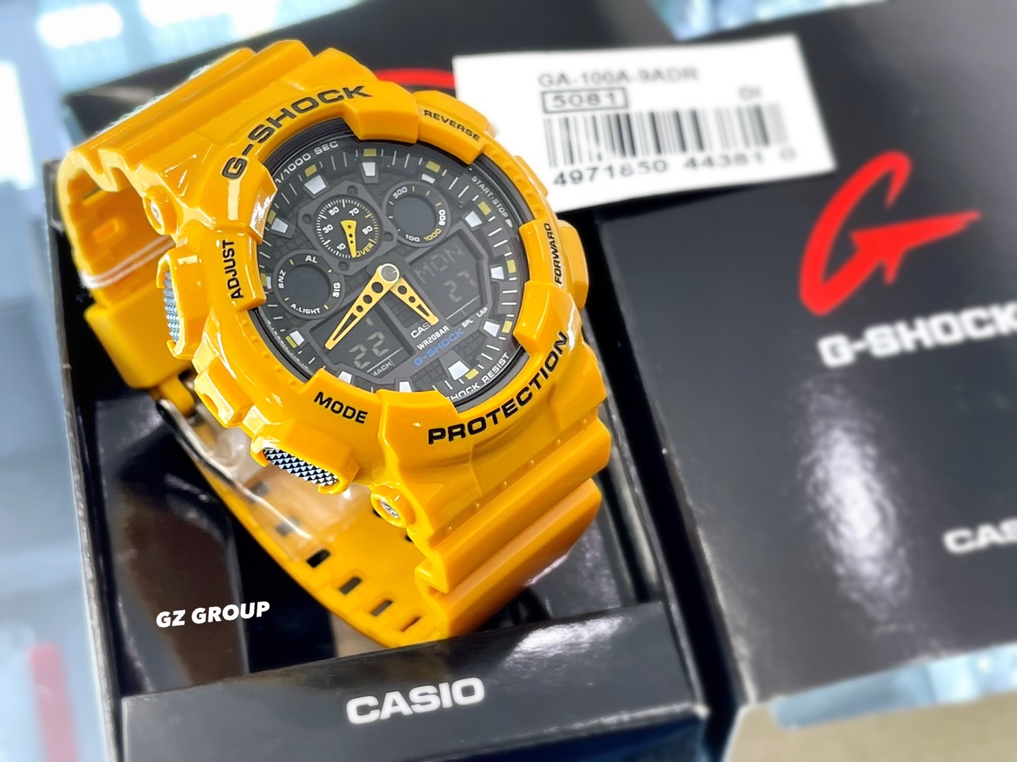 CASIO G-SHOCK นาฬิกาข้อมือ นาฬิกากันน้ำ นาฬิกาของแท้ ประกันศูนย์ CMG 1 ปี รุ่น GA-100A-9A นาฬิกาสีเหลือง