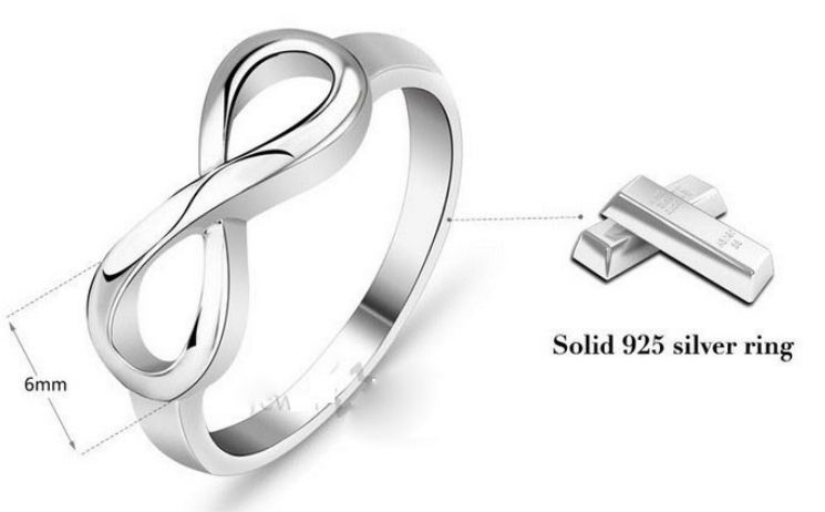 แหวนเงินแท้ 925 Sterling แหวนเกลี้ยง แหวนเงินเกลี้ยง ดีไซน์ ออกแบบ เป็น เครื่องหมาย อินฟินิตี้ ความรักนิรันดร์ แหวนใส่ได้ทุกโอกาส 310432