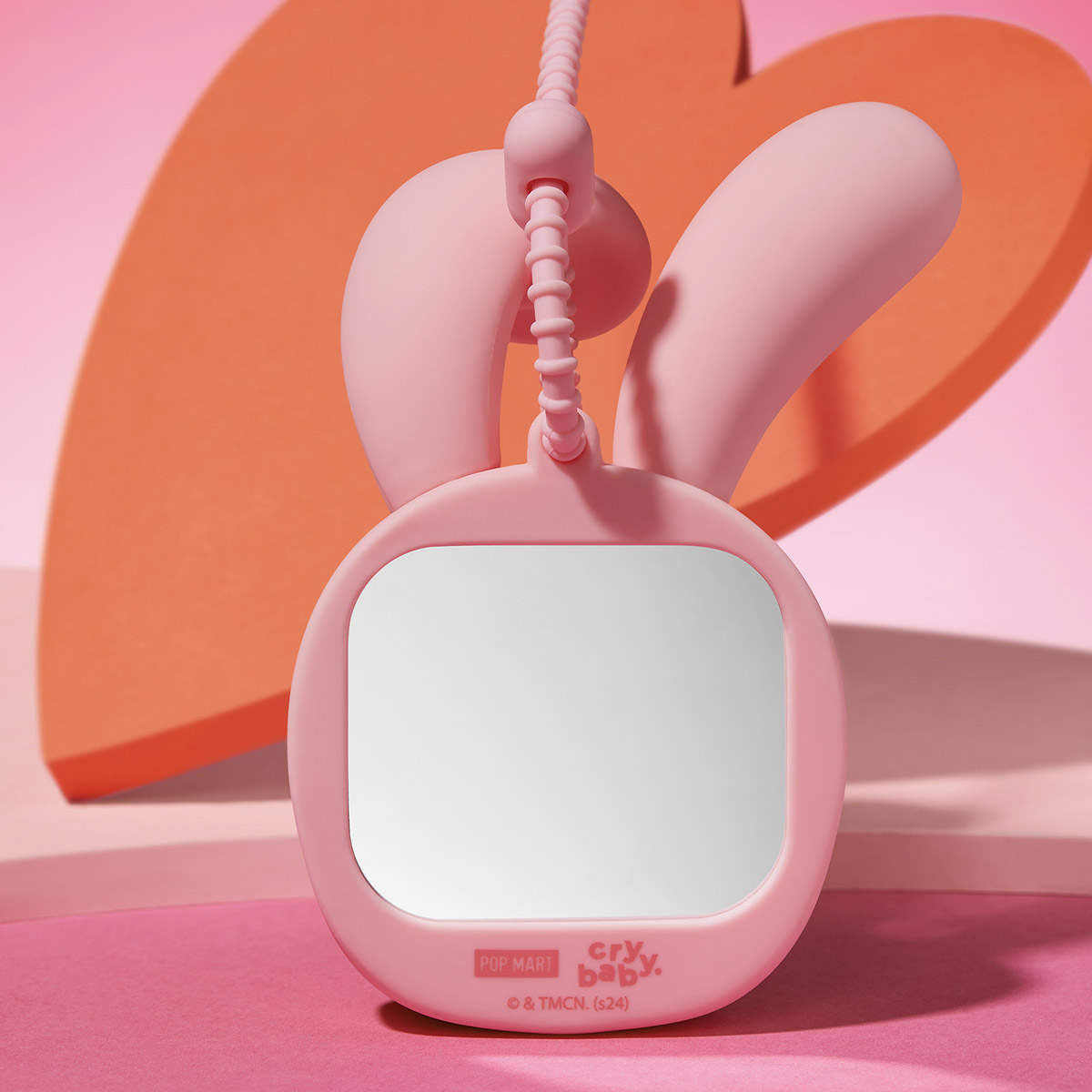 POP MART CRYBABY × Powerpuff Girls Series Mirror Pendant พวงกุญแจกระจก พวงกุญแจชมพู
