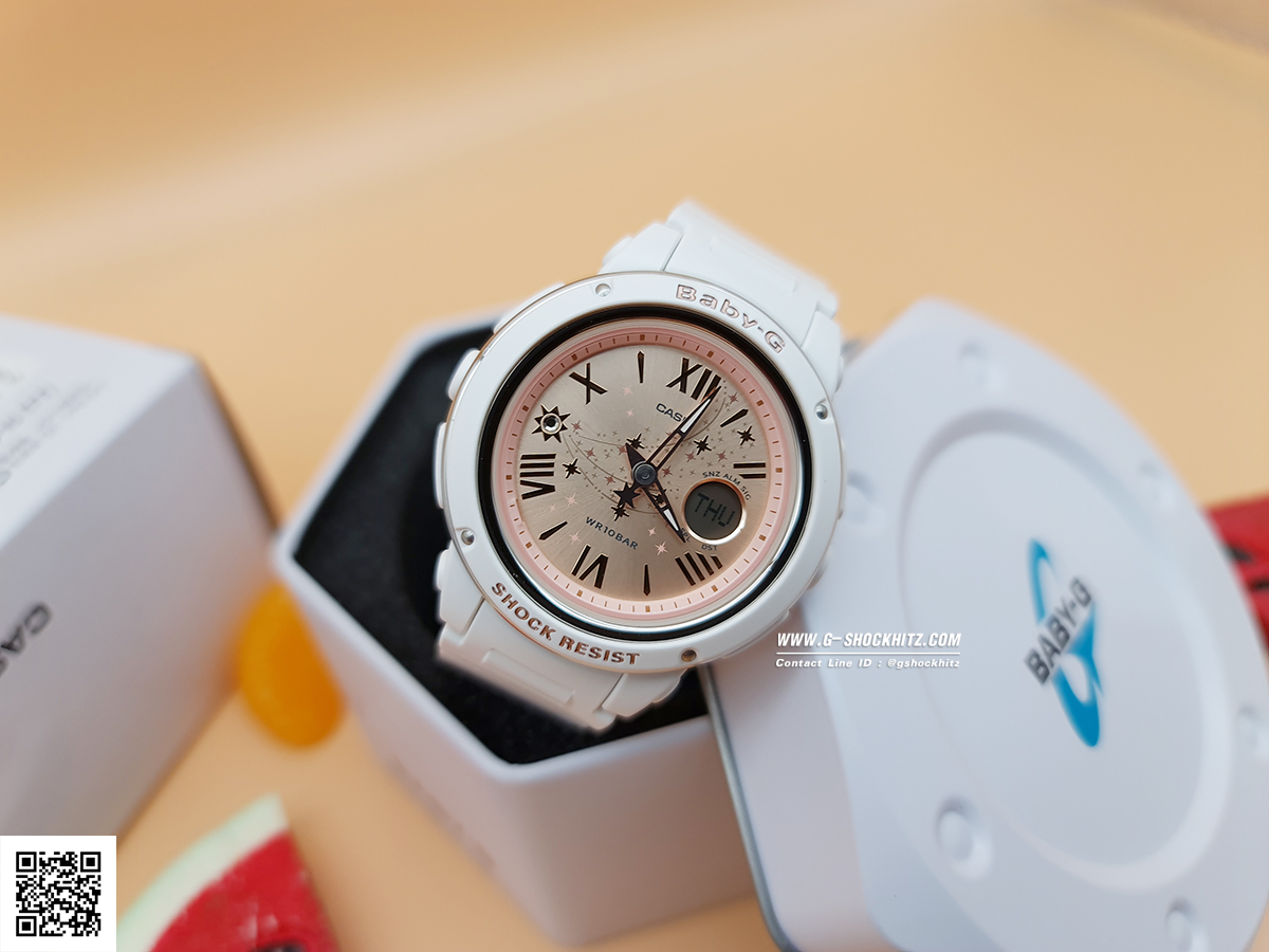 CASIO BABY-G นาฬิกาข้อมือ นาฬิกากันน้ำ นาฬิกาของแท้ ประกันศูนย์ CMG 1 ปี รุ่น BGA-150ST-7A นาฬิกาสีขาว