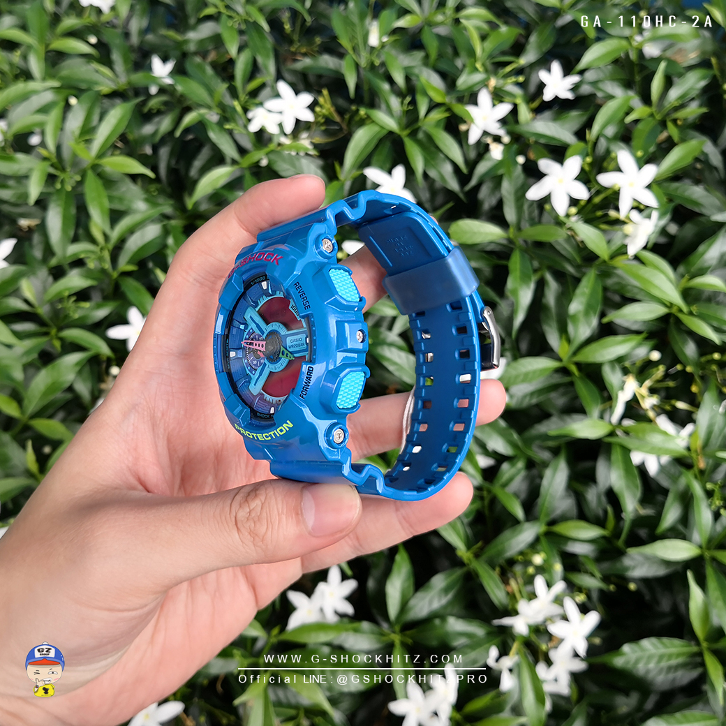CASIO G-SHOCK นาฬิกาข้อมือ นาฬิกากันน้ำ นาฬิกาของแท้ ประกันศูนย์ CMG 1 ปี รุ่น GA-110HC-2ADR นาฬิกาสีน้้ำเงิน