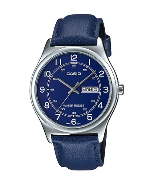 CASIO นาฬิกาคาสิโอ นาฬิกาข้อมือ นาฬิกากันน้ำ นาฬิกาของแท้ ประกันศูนย์ CMG 1 ปี รุ่น MTP-V006L-2B นาฬิกาสีน้ำเงิน