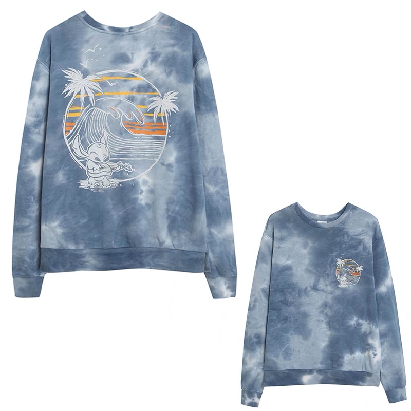 เสื้อ stitch Disney เสื้อยืด แขนยาว ลายมัดย้อม สีฟ้าเทา ลายการ์ตูน STITCH งานสวย มากคะ สำเนา สำเนา สำเนา ฟ้า