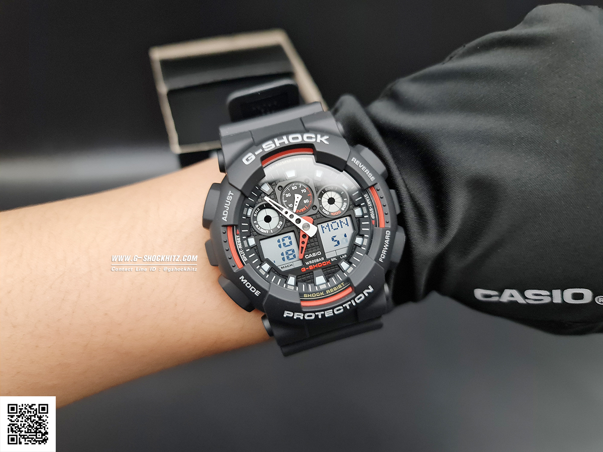 CASIO G-SHOCK นาฬิกาข้อมือ นาฬิกากันน้ำ นาฬิกาของแท้ ประกันศูนย์ CMG 1 ปี รุ่น GA-100-1A4 นาฬิกาสีดำ