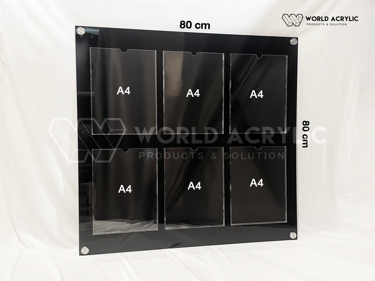 บอร์ดประกาศ A4 แบบ 6 ช่อง พื้นหลังดำ