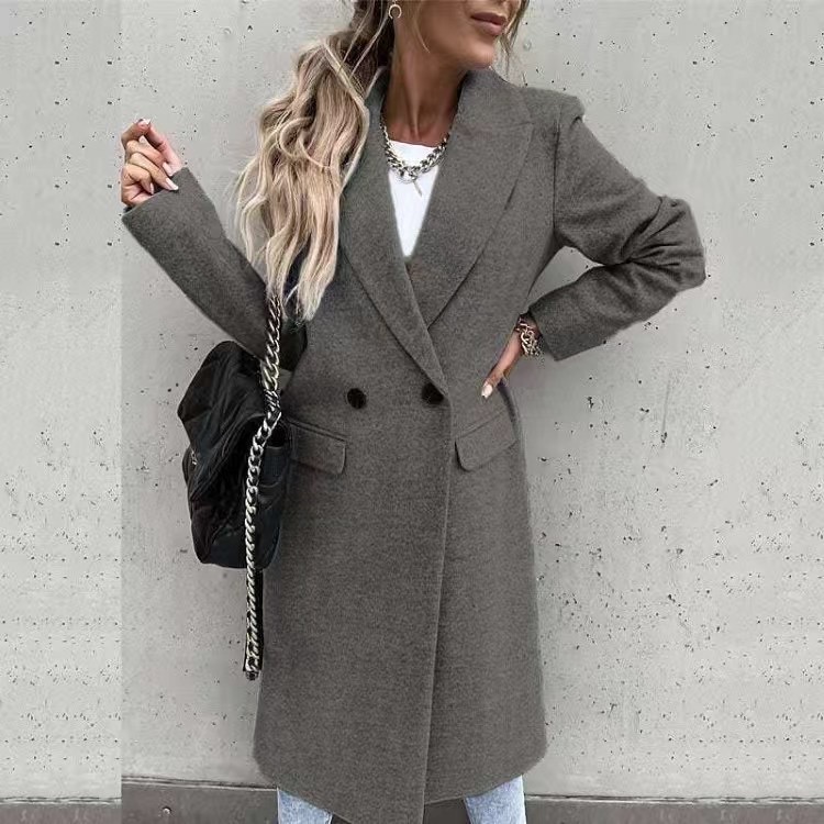 เสื้อโค้ทวูล Trench coat เสื้อโค้ทเฟอร์ โค้ทสักหลาดสีเทาอ่อน แบรนด์ RAY CASSIN