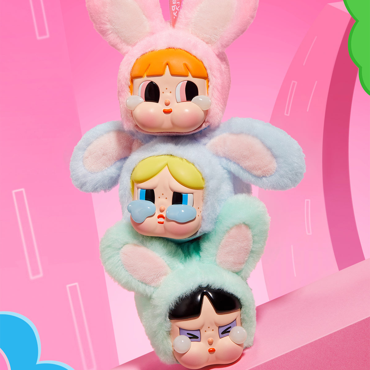 POPMART CRYBABY × Powerpuff Girls Series-Vinyl Face Plush Blind Box พวงกุญแจCRYBABY พวงกุญแจPOWERPUFFGIRLS