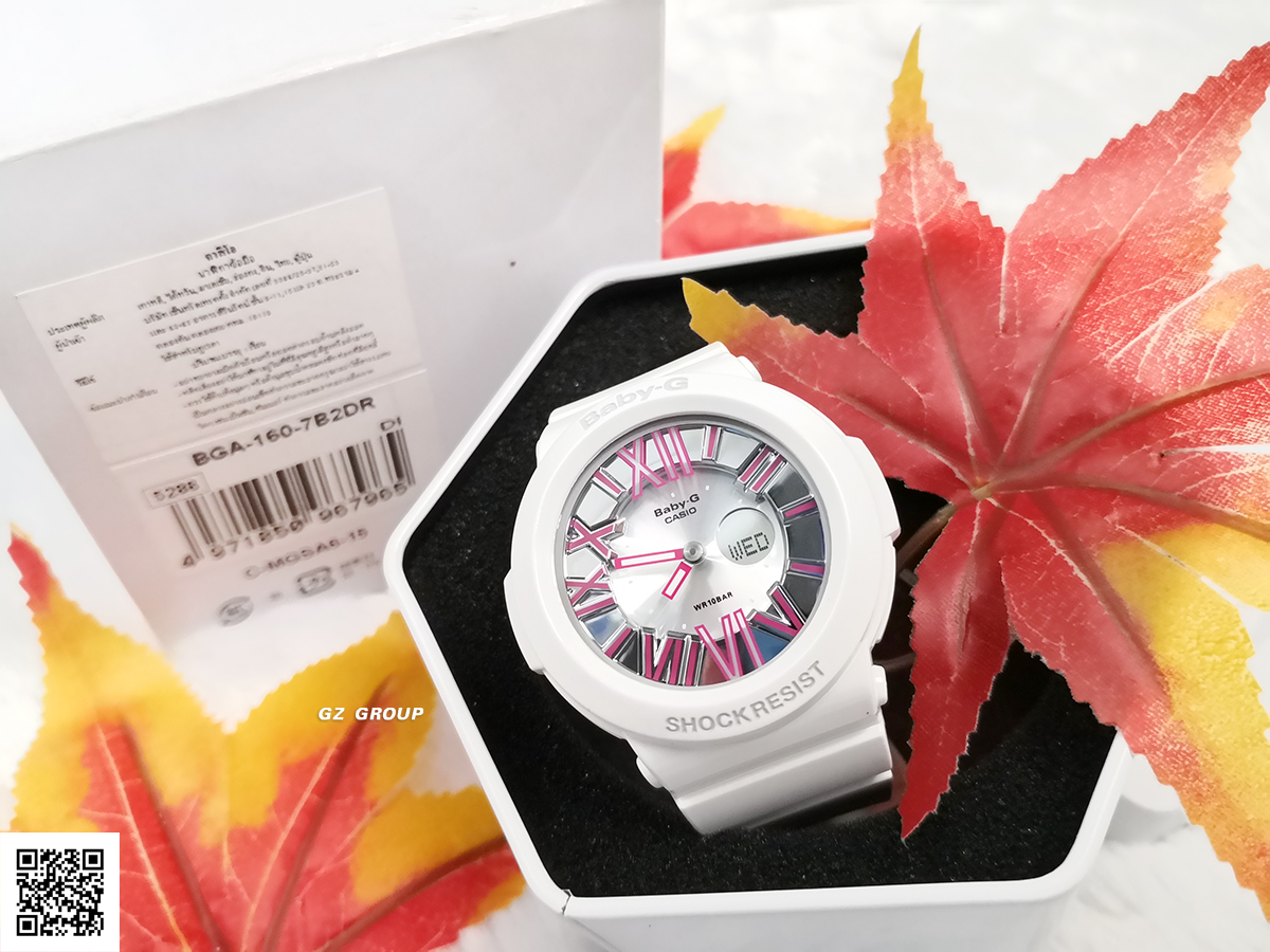 CASIO BABY-G นาฬิกาข้อมือ นาฬิกากันน้ำ นาฬิกาของแท้ ประกันศูนย์ CMG 1 ปี รุ่น BGA-160-7B2 นาฬิกาสีขาว