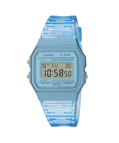 CASIO MID YEAR SALE นาฬิกาคาสิโอ พร้อมส่ง นาฬิกาข้อมือ นาฬิกากันน้ำ นาฬิกาของแท้ BTS ประกันศูนย์ CMG 1 ปี รุ่น F-91WS-2 นาฬิกาสีฟ้า