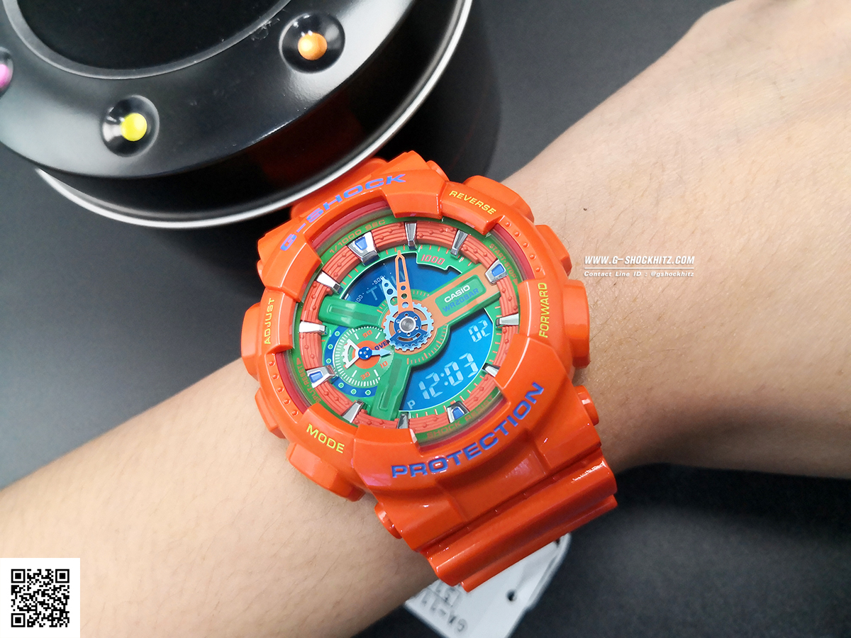 CASIO G-SHOCK นาฬิกาข้อมือ นาฬิกากันน้ำ นาฬิกาของแท้ ประกันศูนย์ CMG 1 ปี รุ่น GA-110A-4A นาฬิกาสีส้ม