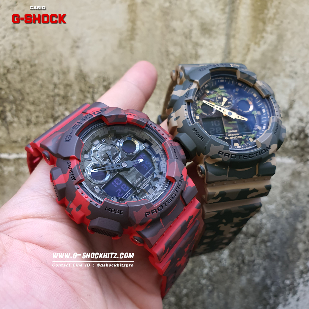 CASIO G-SHOCK นาฬิกาข้อมือ นาฬิกากันน้ำ นาฬิกาของแท้ ประกันศูนย์ CMG 1 ปี รุ่น GA-100CM-4A นาฬิกาสีแดง