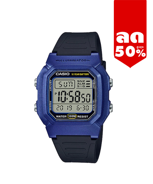 CASIO นาฬิกาคาสิโอ นาฬิกาข้อมือ นาฬิกากันน้ำ นาฬิกาของแท้ ประกันศูนย์ CMG 1 ปี รุ่น W-800HM-2A นาฬิกาสีน้ำเงิน