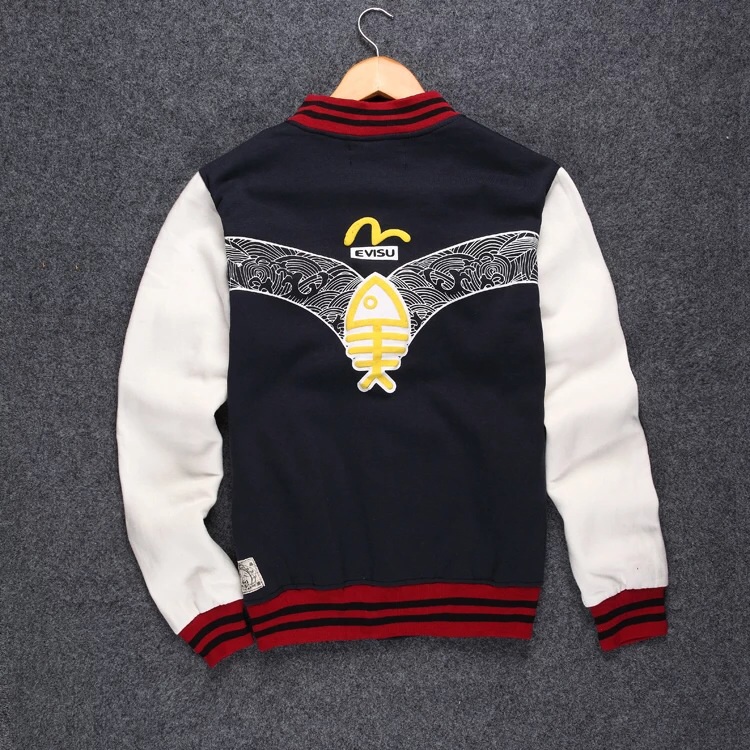 ขายล้างสต็อค !!เสื้อเบสบอล EVISU แท้ จาก ญี่ปุ่น สีดำ แต่งแขนขาวครีม สกรีนลายด้านหลัง Size (ตัวเดียวสุดท้ายคะ)