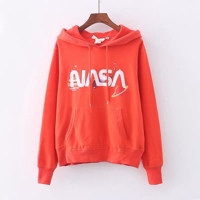 H&m เสื้อวอร์ม สีส้ม แขนยาวORANGE NASA HOODDIE H&M