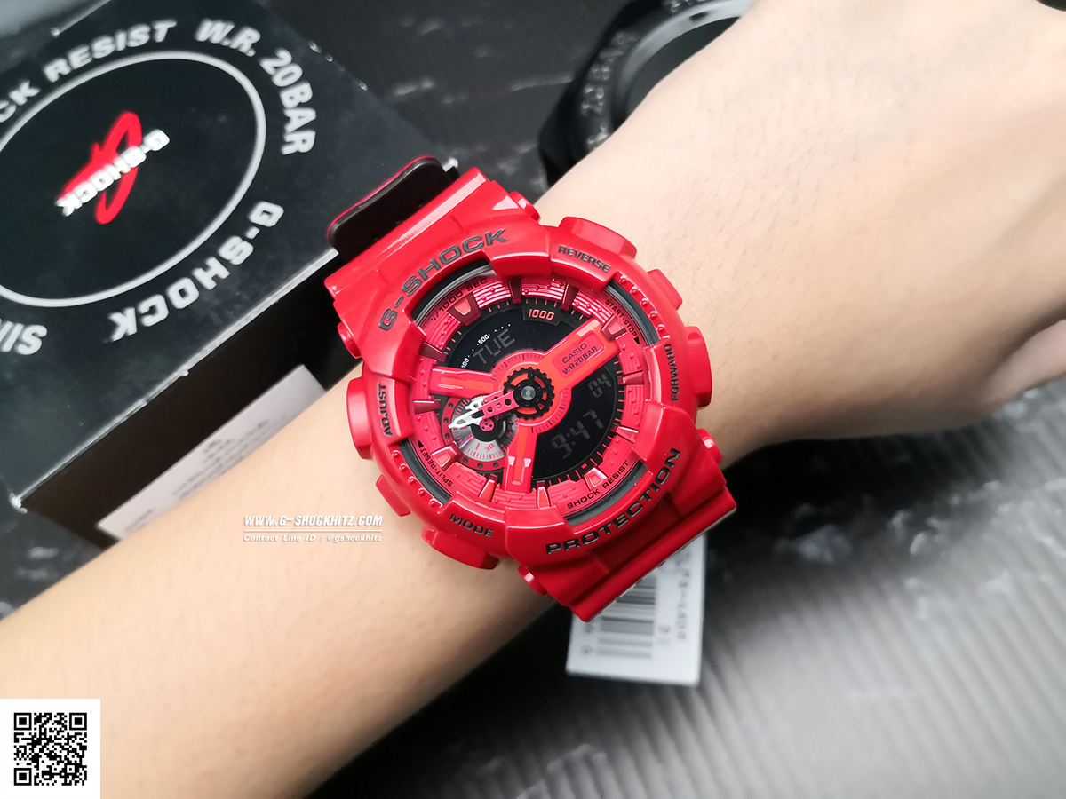 CASIO G-SHOCK นาฬิกาข้อมือ นาฬิกากันน้ำ นาฬิกาของแท้ ประกันศูนย์ CMG 1 ปี รุ่น GA-110LPA-4 นาฬิกาสีแดง