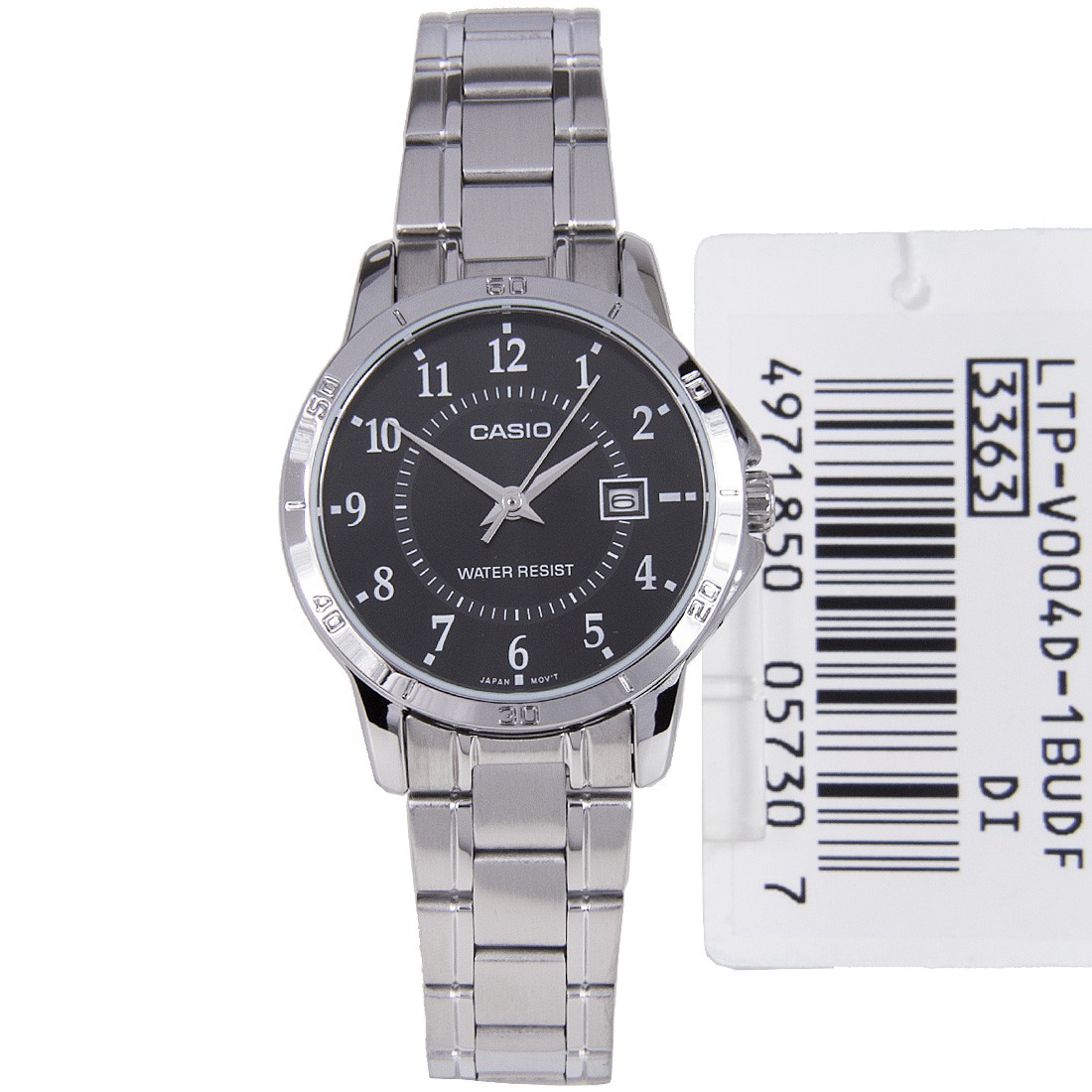 CASIO นาฬิกาคาสิโอ นาฬิกาข้อมือ นาฬิกากันน้ำ นาฬิกาของแท้ ประกันศูนย์ CMG 1 ปี รุ่น LTP-V004D-1B นาฬิกาสีเงิน