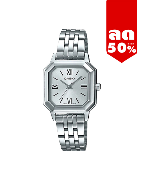 CASIO นาฬิกาคาสิโอ นาฬิกาข้อมือ นาฬิกากันน้ำ นาฬิกาของแท้ ประกันศูนย์ CMG 1 ปี รุ่น LTP-E169D-7B นาฬิกาสีเงิน
