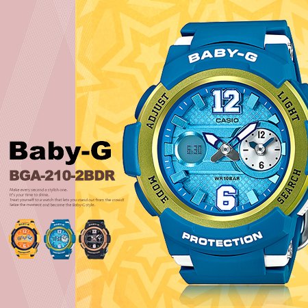 CASIO BABY-G นาฬิกาข้อมือ นาฬิกากันน้ำ นาฬิกาของแท้ ประกันศูนย์ CMG 1 ปี รุ่น BGA-210-2B นาฬิกาสีฟ้า