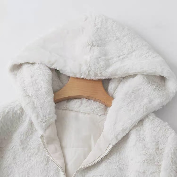 915 เสื้อเฟอร์กันหนาว หมวกฮู้ด เสื้อขน Fluffy coat แบรนด์ SUREVE (JAPAN) เทา