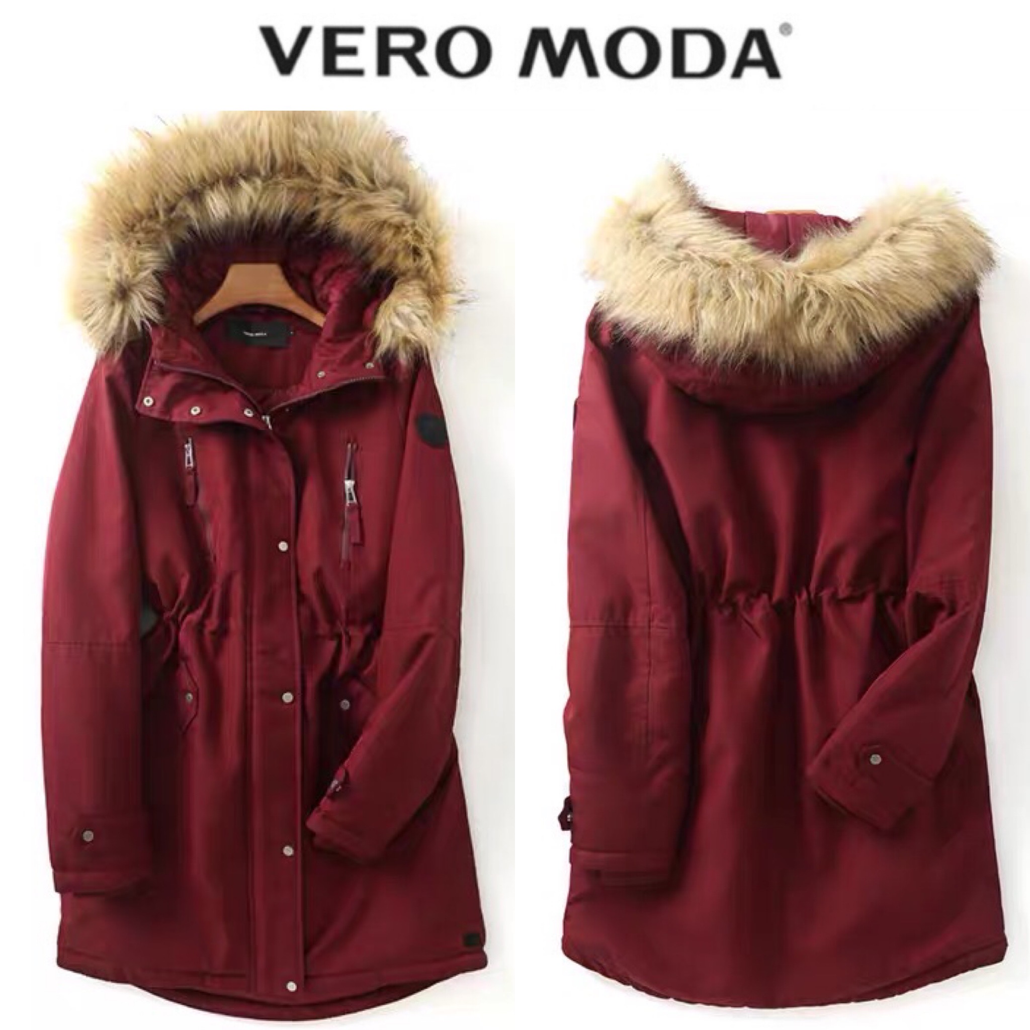 Vera moda เสื้อโค้ท เสื้อกันหนาว vera moda แต่งขนเฟอร์ เนื้อนิ่ม นุ่มมากค่ะ สำเนา สำเนา แดง