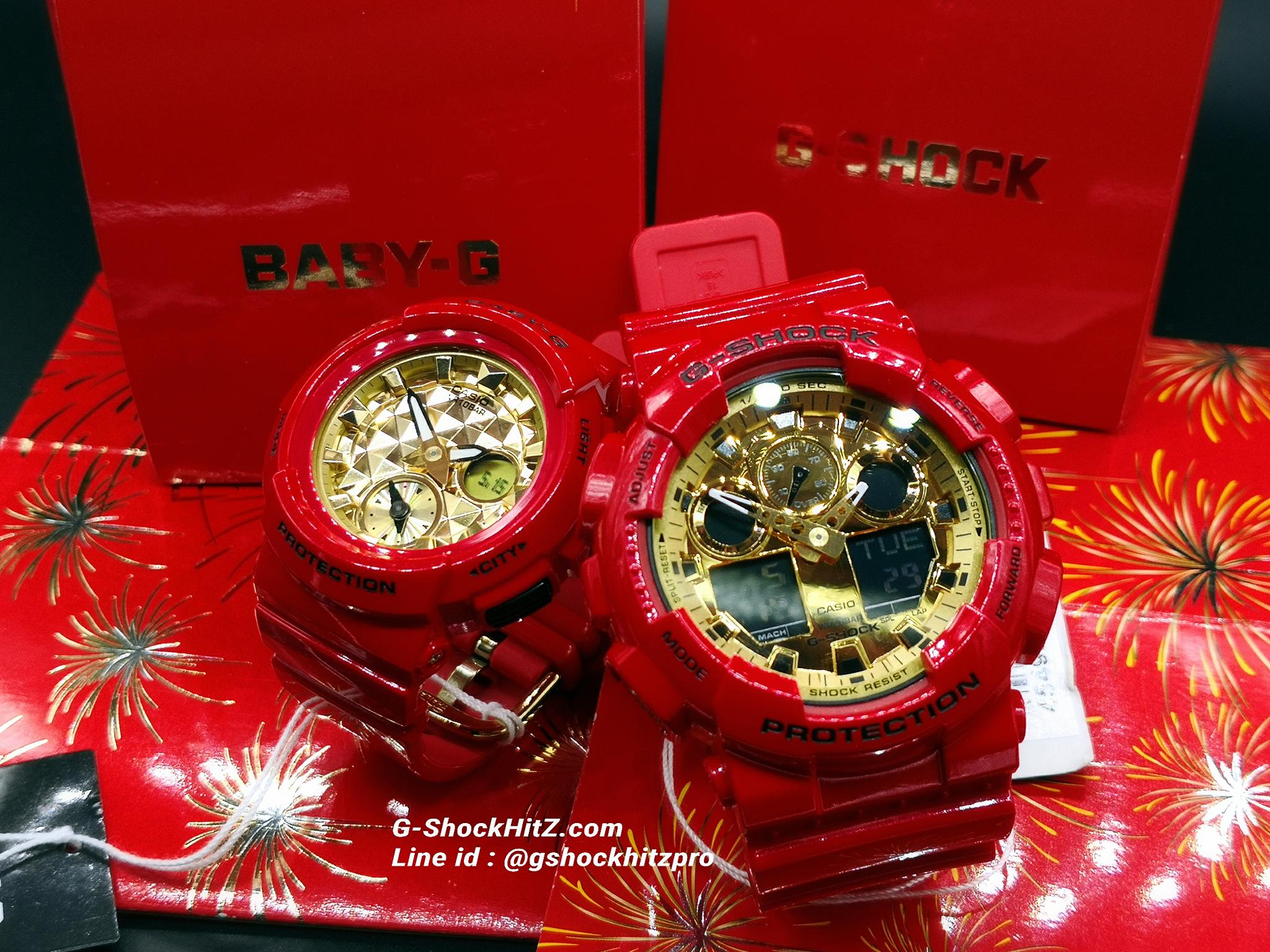 CASIO G-SHOCK นาฬิกาข้อมือ นาฬิกากันน้ำ นาฬิกาของแท้ ประกันศูนย์ CMG 1 ปี รุ่น GA-100VLA-4A นาฬิกาสีแดง