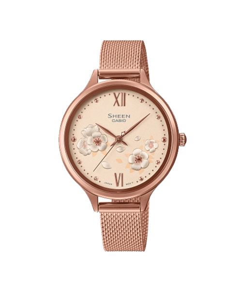CASIO SHEEN นาฬิกาข้อมือ นาฬิกากันน้ำ นาฬิกาของแท้ ประกันศูนย์ CMG 1 ปี รุ่น SHE-4551PGM-4A นาฬิกาสีชมพู