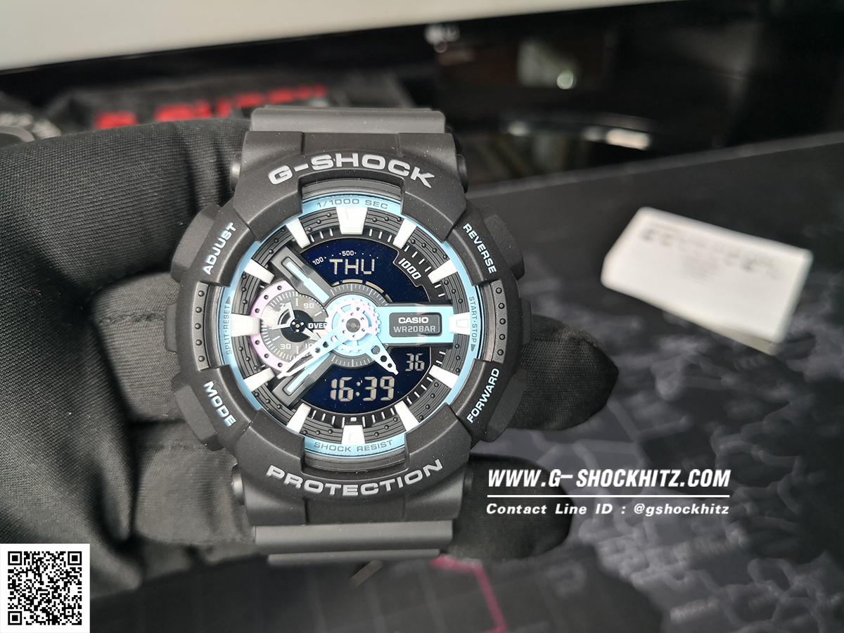 CASIO G-SHOCK นาฬิกาข้อมือ นาฬิกากันน้ำ นาฬิกาของแท้ ประกันศูนย์ CMG 1 ปี รุ่น GA-110PC-1A นาฬิกาสีดำ