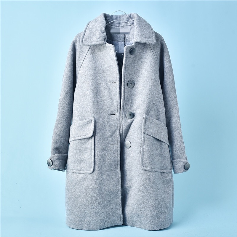 เสื้อโค้ดกันหนาว เสื้อกันหนาว overcoat Trench coat โค้ทวูล สักหลาด ผสมวูล สีครีม/กากี/เทา แต่งคอปก กระดุมสองแถว แบรนด์ATCHING สำเนา สำเนา กากี /เทา/ครีม