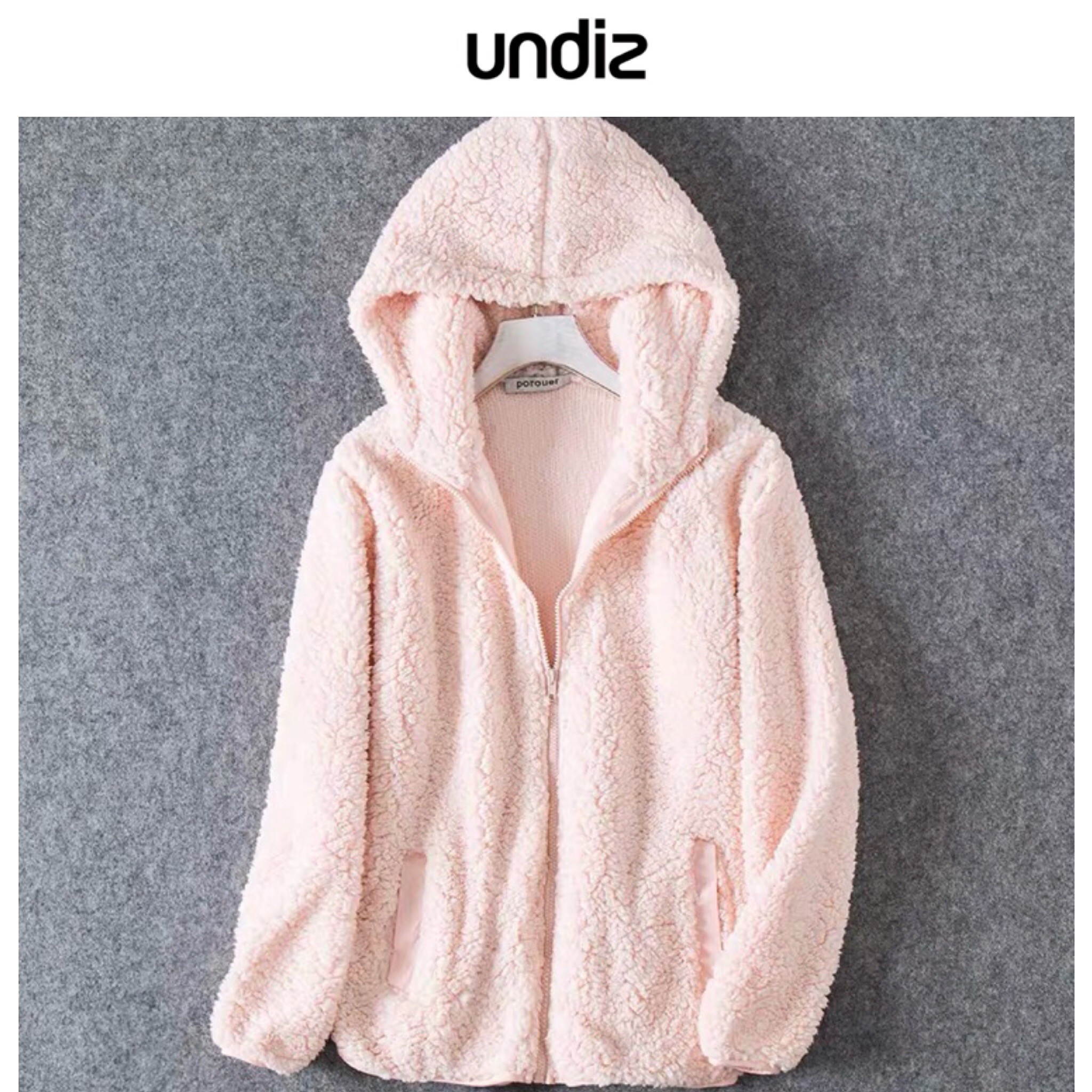 Undiz เสื้อขนกันหนาว เสื้อคลุมขนฮู้ด สีชมพูอมส้ม งานแบรนด์ UNDIZ ขนนิ่มฟู นุ่มมากคะ สำเนา สำเนา สำเนา ชมพูส้มอ่อน