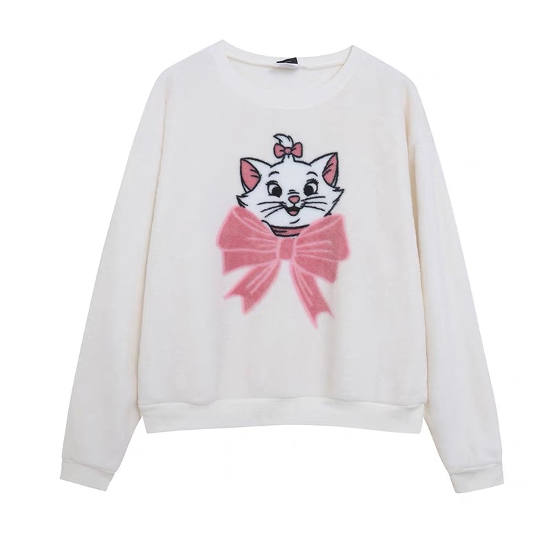 เสื้อวอร์ม สเวตเตอร์ Disney เสื้อMARIE CAT สีขาว ผ้าFleece Winnie the pooh แขนยาว สีครีม ลายการ์ตูน DISNEYงานสวย มากคะ I'd rather be in bed สำเนา สำเนา ขาว