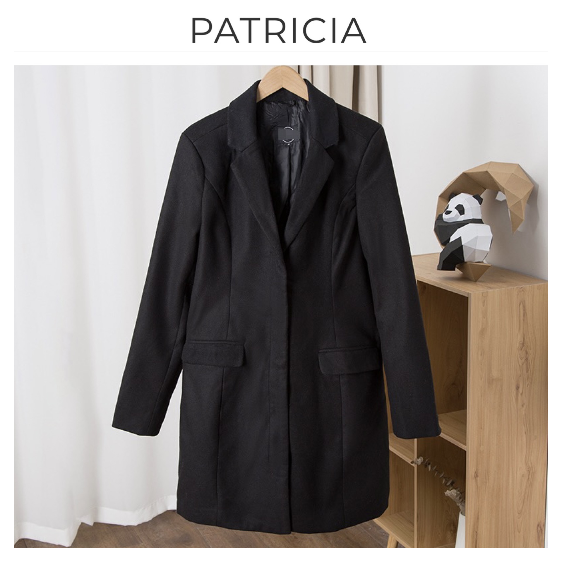 เสื้อโค้ท เสื้อกันหนาว เนื้อผ้าสักหลาดวูล สีเทา แบรนด์ PATRICIA