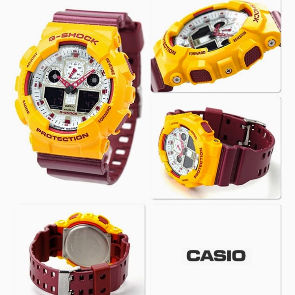 CASIO G-SHOCK นาฬิกาข้อมือ นาฬิกากันน้ำ นาฬิกาของแท้ ประกันศูนย์ CMG 1 ปี รุ่น GA-100CS-9A นาฬิกาสีเหลือง