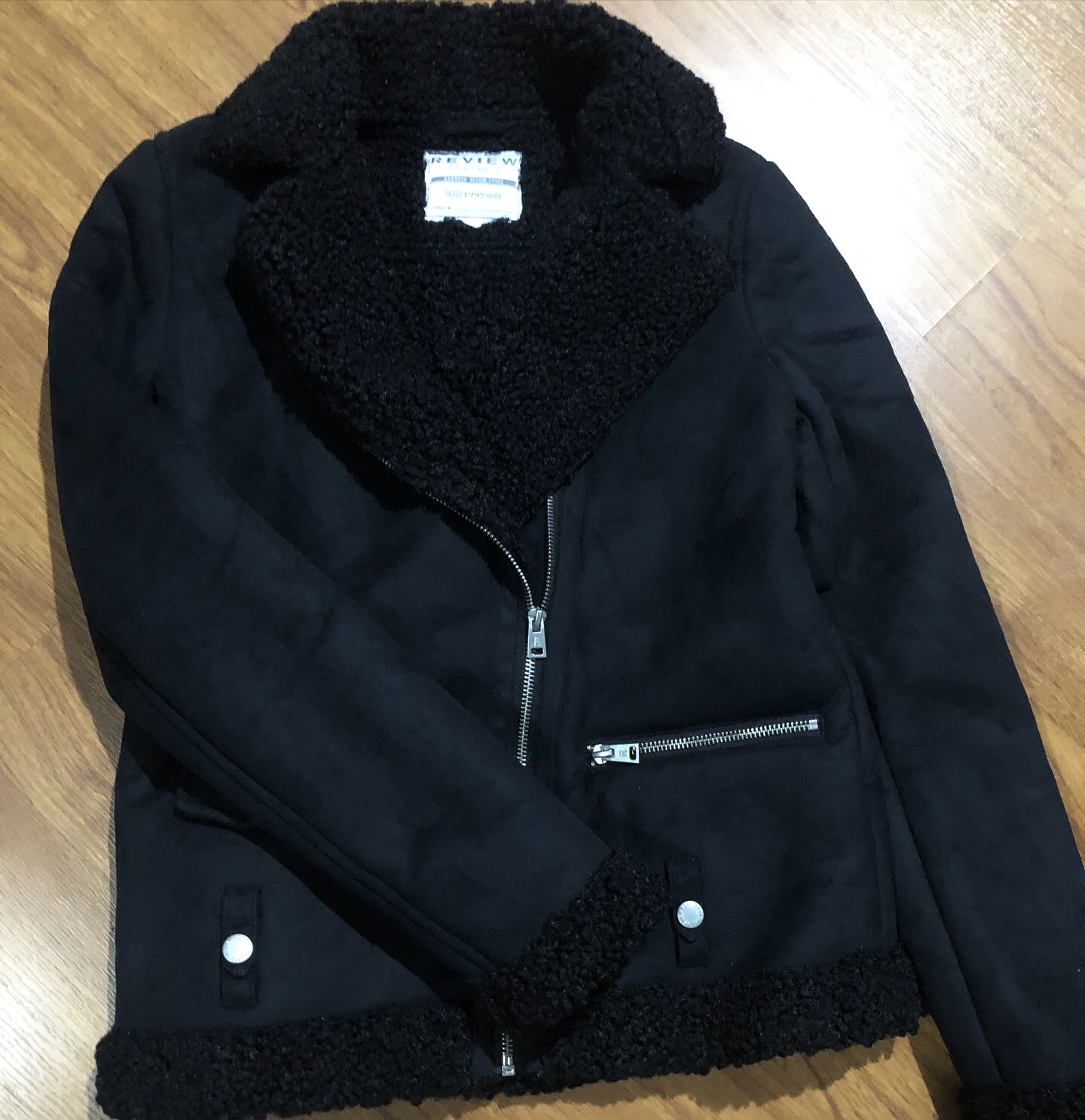 เสื้อโค้ท กันหนาว Pea coat หนังกลับ สีดำ REVIEW ดำ