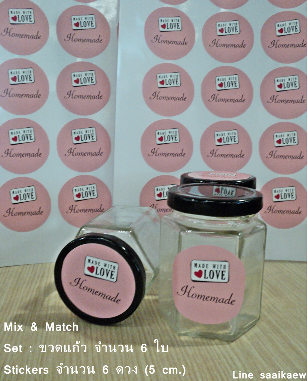Mix&Match ขายขวดแก้ว พร้อมสติกเกอร์