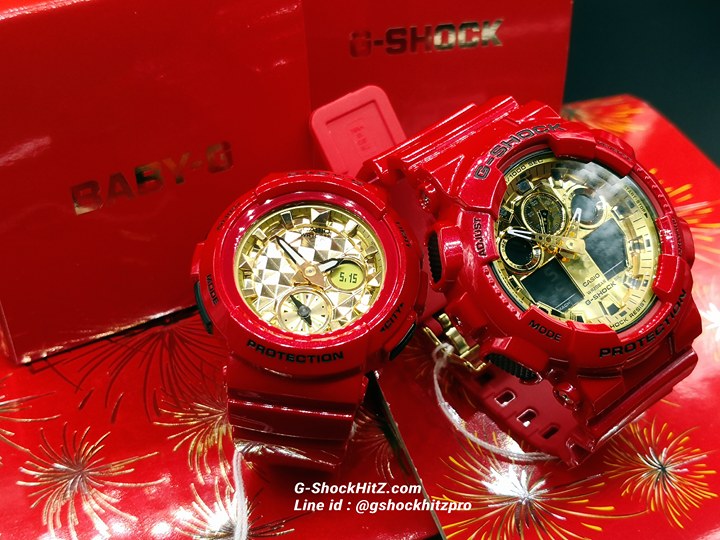 CASIO G-SHOCK นาฬิกาข้อมือ นาฬิกากันน้ำ นาฬิกาของแท้ ประกันศูนย์ CMG 1 ปี รุ่น GA-100VLA-4A นาฬิกาสีแดง