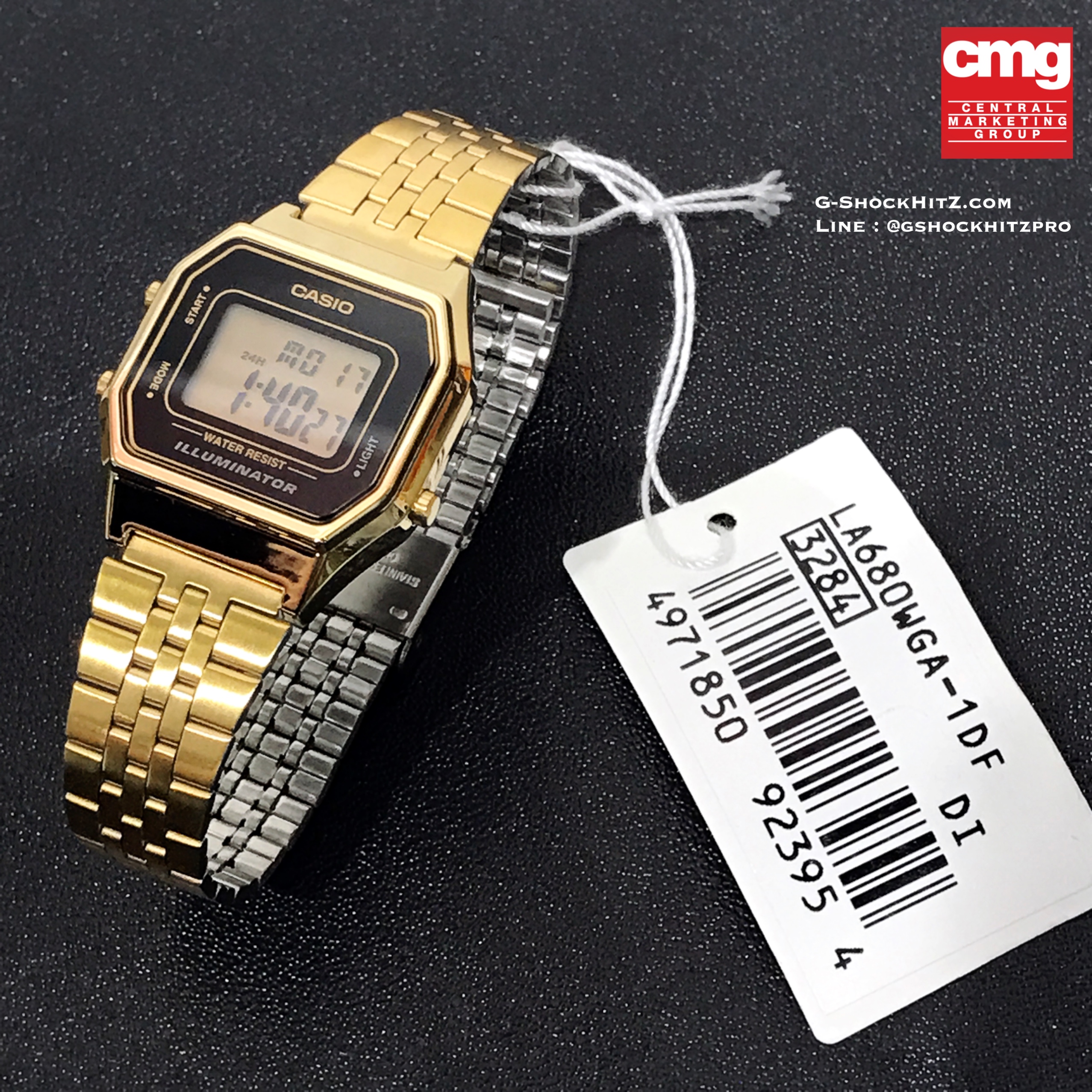 CASIO นาฬิกาคาสิโอ นาฬิกาข้อมือ นาฬิกากันน้ำ นาฬิกาของแท้ ประกันศูนย์ CMG 1 ปี รุ่น LA680WGA-1D นาฬิกาสีทอง