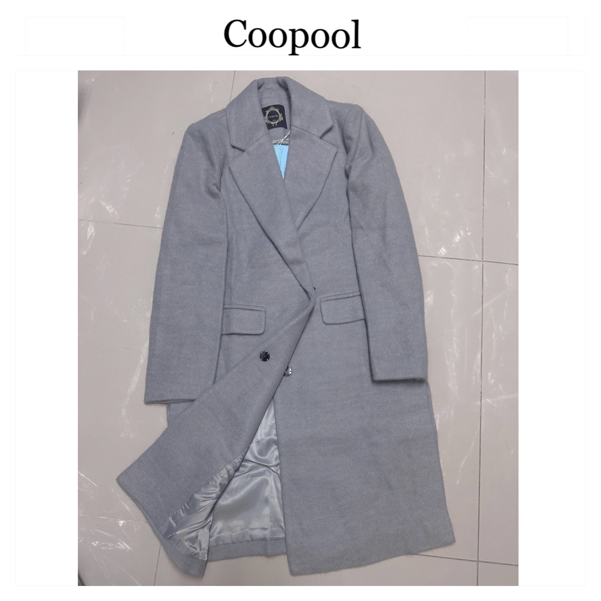 เสื้อโค้ท เสื้อกันหนาว เนื้อผ้าสักหลาดวูล สีเทา แบรนด์ COOPOOL