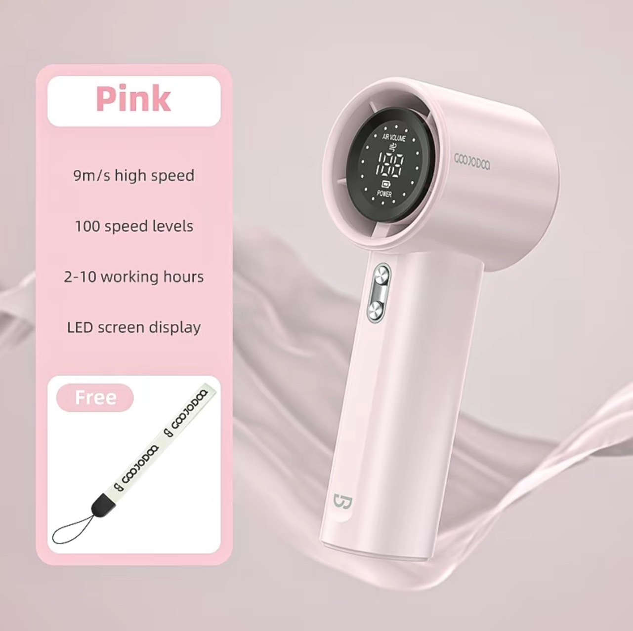 GOOJODOQ พัดลมพกพา พัดลมมือถือ ความเร็วสูง ทํางานเงียบ ปรับความเร็วได้ USB พัดลมมือถือ