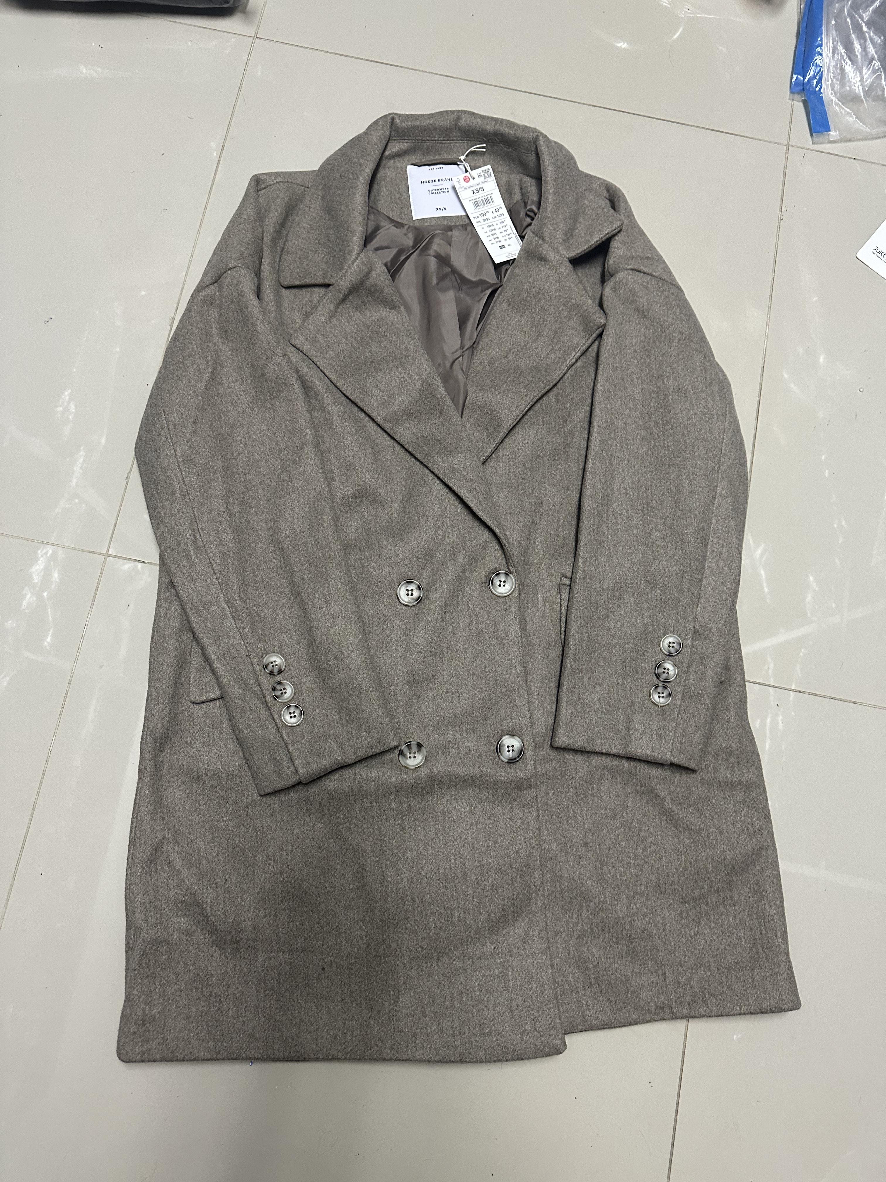 House brand เสื้อโค้ท เสื้อกันหนาว เนื้อผ้าสักหลาดวูล สีน้ำตาลอ่อน แบรนด์ HOUSE BRAND