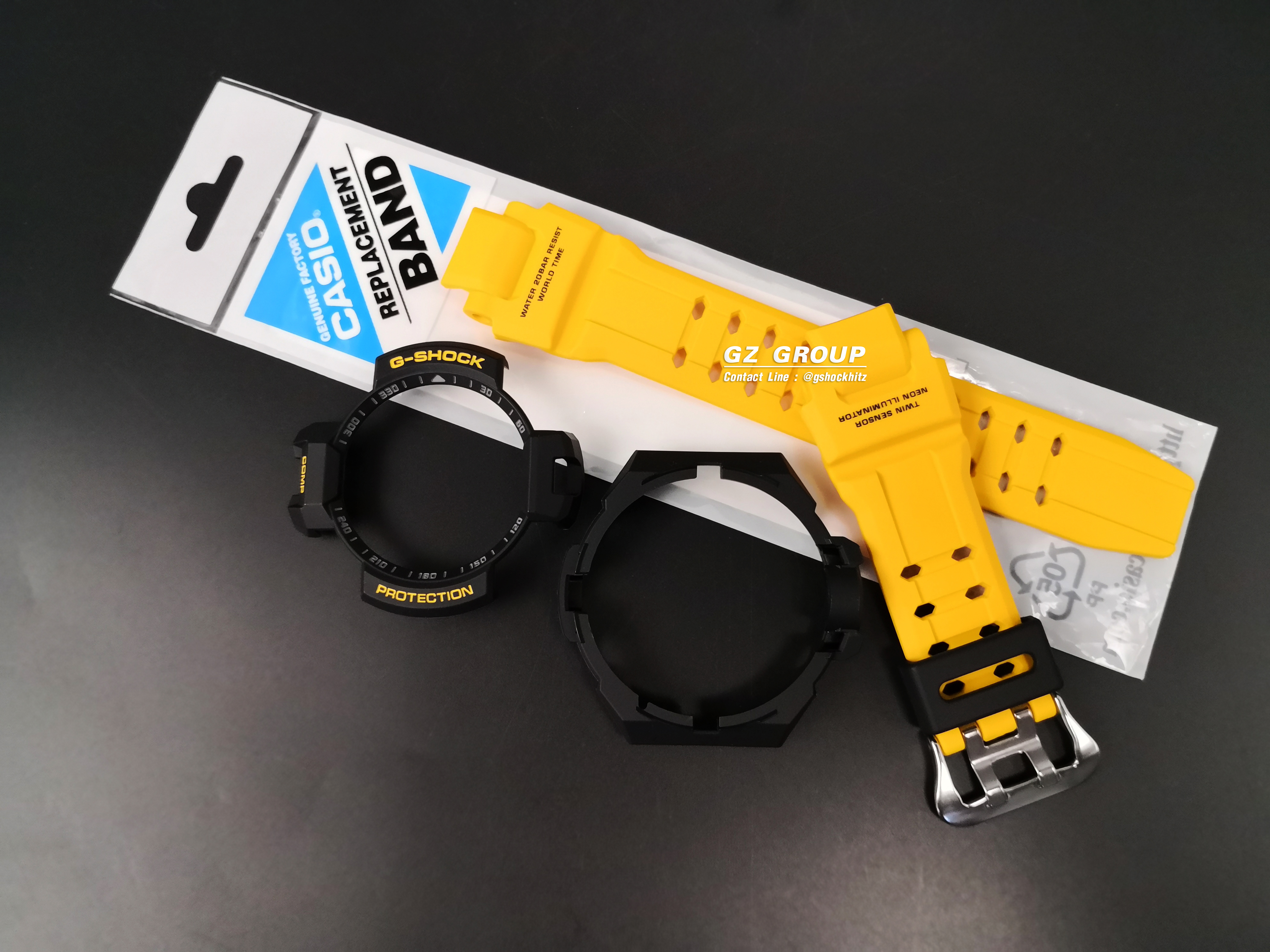 CASIO GENUINE FACTORY CASIO REPLACEMENT อะไหล่นาฬิกา G-SHOCK รุ่น GA-1000-9B กรอบสายสีเหลือง