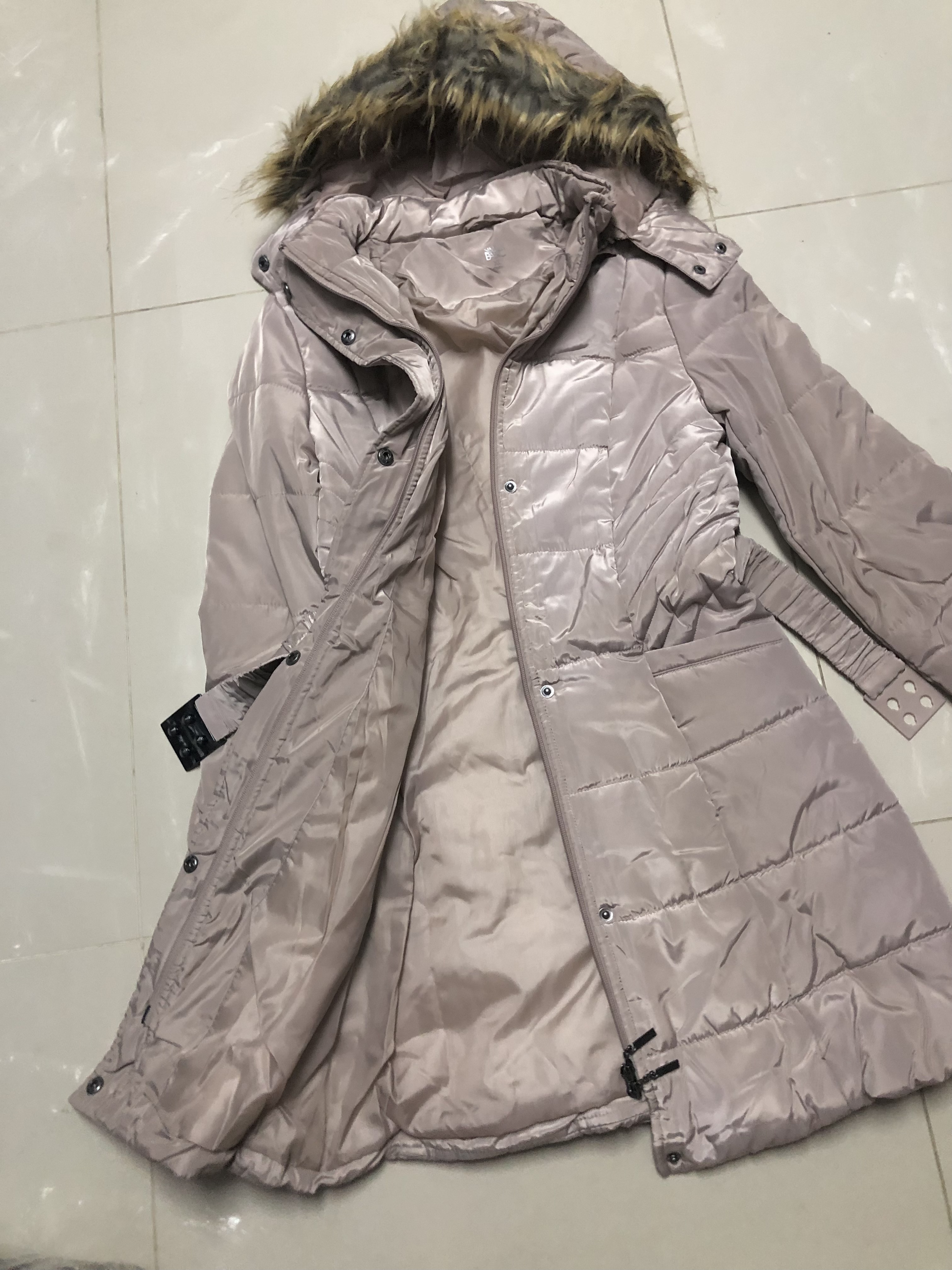 U.S. Polo ASSN. เสื้อกันหนาว เสื้อฮู้ดเฟอร์ บุนวมอุ่น สีนู้ดกะปิ แบรนด์ U.S. POLO ASSN. (padded puffer coat สำเนา กะปิ