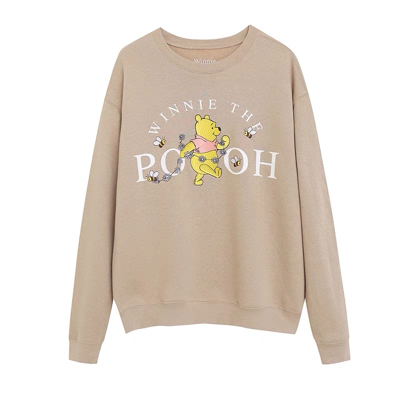 เสื้อวอร์ม สเวตเตอร์ Disney เสื้อหมีพูห์ สีนู้ดเบจ Winnie the pooh แขนยาว สีครีม ลายการ์ตูน DISNEYงานสวย มากคะ I'd rather be in bed สำเนา สำเนา แดง