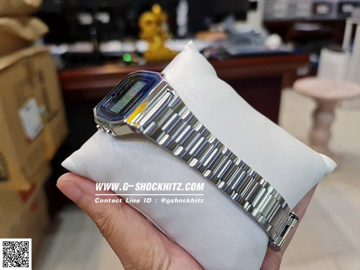 CASIO นาฬิกาคาสิโอ นาฬิกาข้อมือ นาฬิกากันน้ำ นาฬิกาของแท้ ประกันศูนย์ CMG 1 ปี รุ่น A158WA-1D นาฬิกาสีเงิน