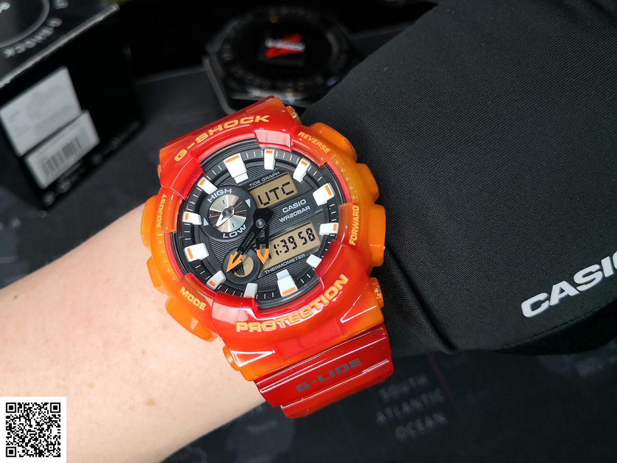 CASIO MID YEAR SALE G-SHOCK พร้อมส่ง นาฬิกาข้อมือ นาฬิกากันน้ำ นาฬิกาของแท้ ประกันศูนย์ CMG 1 ปี รุ่น GAX-100MSA-4A นาฬิกาสีส้้ม