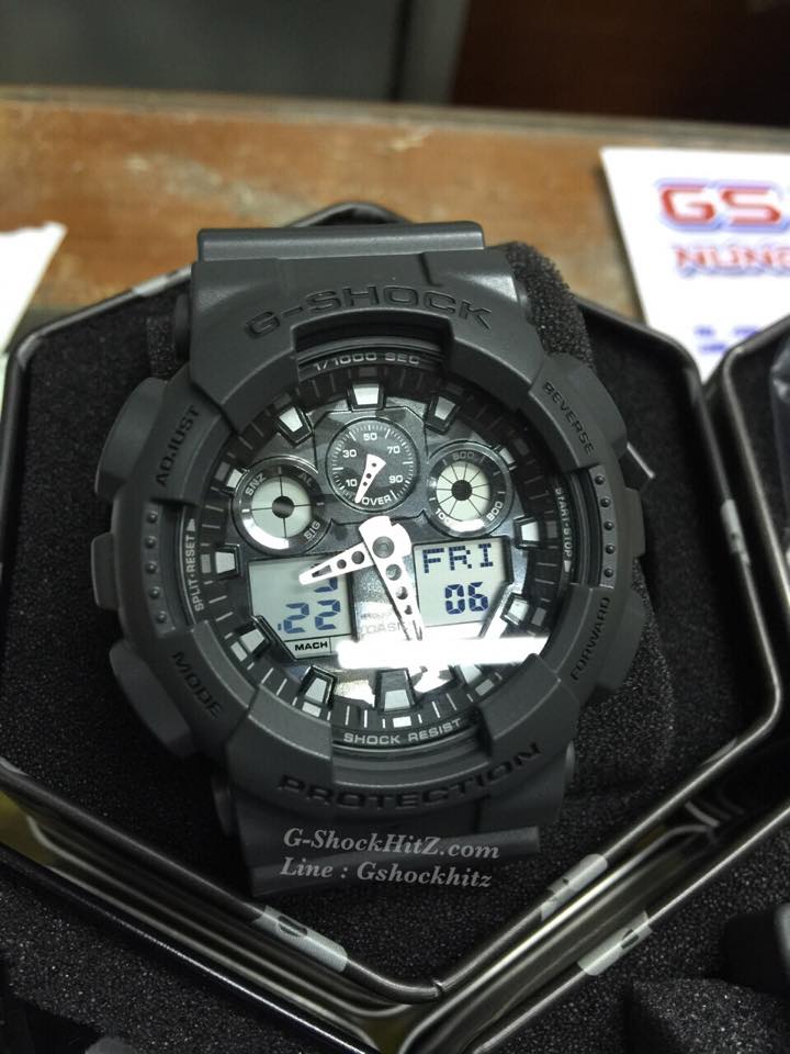 CASIO G-SHOCK นาฬิกาข้อมือ นาฬิกากันน้ำ นาฬิกาของแท้ ประกันศูนย์ CMG 1 ปี รุ่น GA-100CF-8A นาฬิกาสีดำ