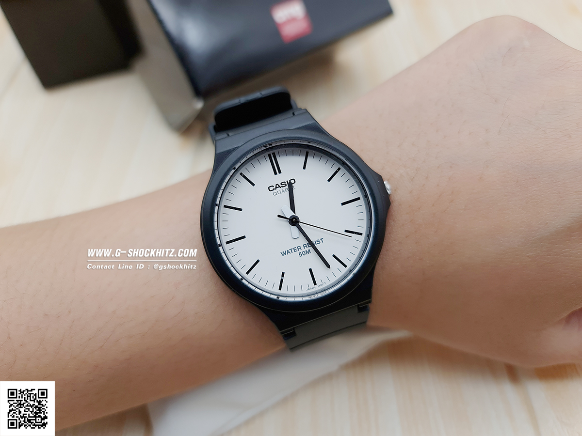 CASIO นาฬิกาคาสิโอ นาฬิกาข้อมือ นาฬิกากันน้ำ นาฬิกาของแท้ ประกันศูนย์ CMG 1 ปี รุ่น MW-240-7E นาฬิกาสีดำ