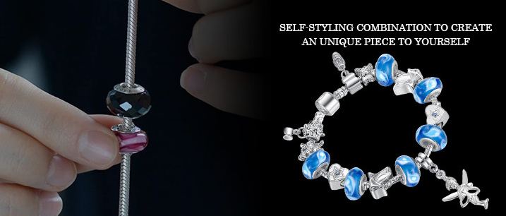 สร้อยข้อมือ Diy สไตล์ Pandora สร้อยข้อมือ ผู้หญิง Hand made ใส่ Bead สีฟ้า ห้อย จี้ นางฟ้า สีเงิน แสนหวาน ของขวัญให้แฟน น่ารัก 749769