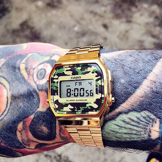 CASIO นาฬิกาคาสิโอ นาฬิกาข้อมือ นาฬิกากันน้ำ นาฬิกาของแท้ ประกันศูนย์ CMG 1 ปี รุ่น A-168WEGC-3A นาฬิกาสีทอง